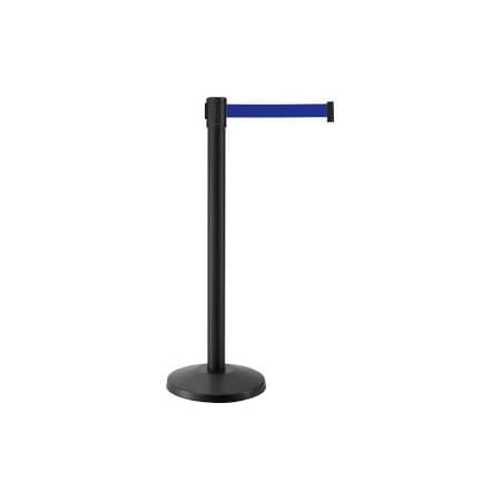 Global Equipment Retractable Belt Barrier 40 Black Post 7-1/2 Blue Belt Pack Of 2 QM550B-BL75